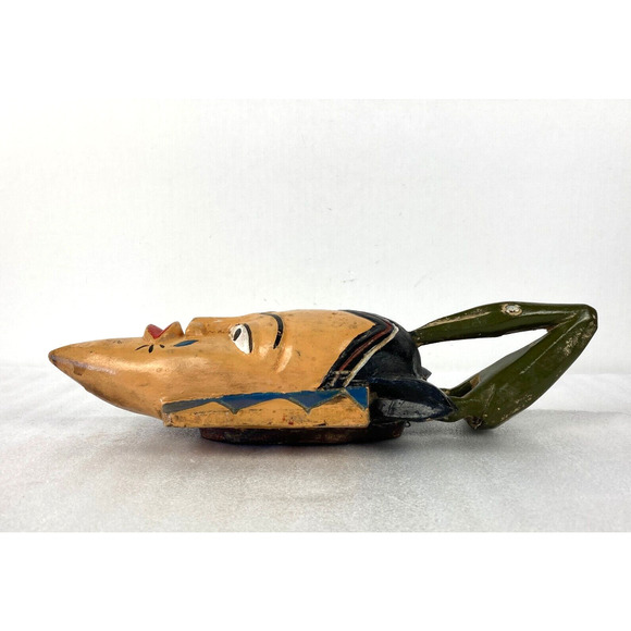 Baule? Wooden Tribal Mask Hand Carved Painted Akan 14" African Vintage - Picture 6 of 7